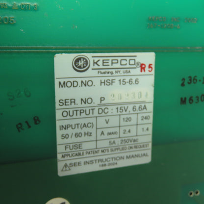 Kepco HSF 15-6.6 Plug-In Power Supply Board 15VDC 6.6A Output 120/240V Input