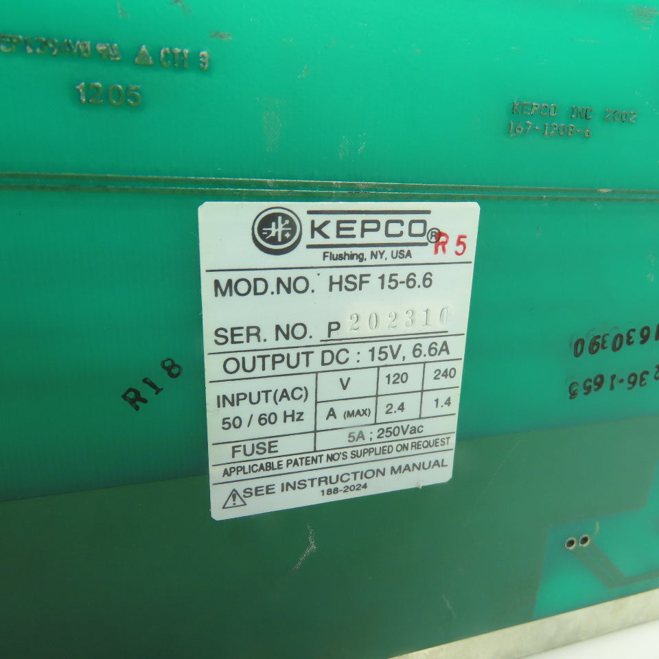 Kepco HSF 15-6.6 Plug-In Power Supply Board 15VDC 6.6A Output 120/240V Input
