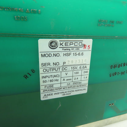Kepco HSF 15-6.6 Plug-In Power Supply Board 15VDC 6.6A Output 120/240V Input