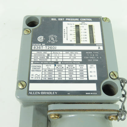 Allen Bradley 836T-T260J Ser A Pressure Control Switch 35PSI