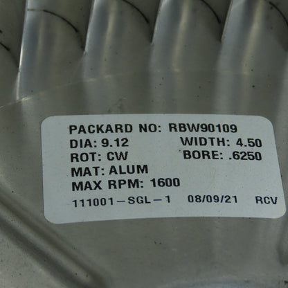 Packard RBW90109 Blower Wheel 9-1/8" Dia x 4-1/2" W 5/8" Bore CW Rotation