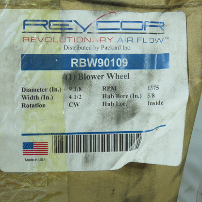 Packard RBW90109 Blower Wheel 9-1/8" Dia x 4-1/2" W 5/8" Bore CW Rotation