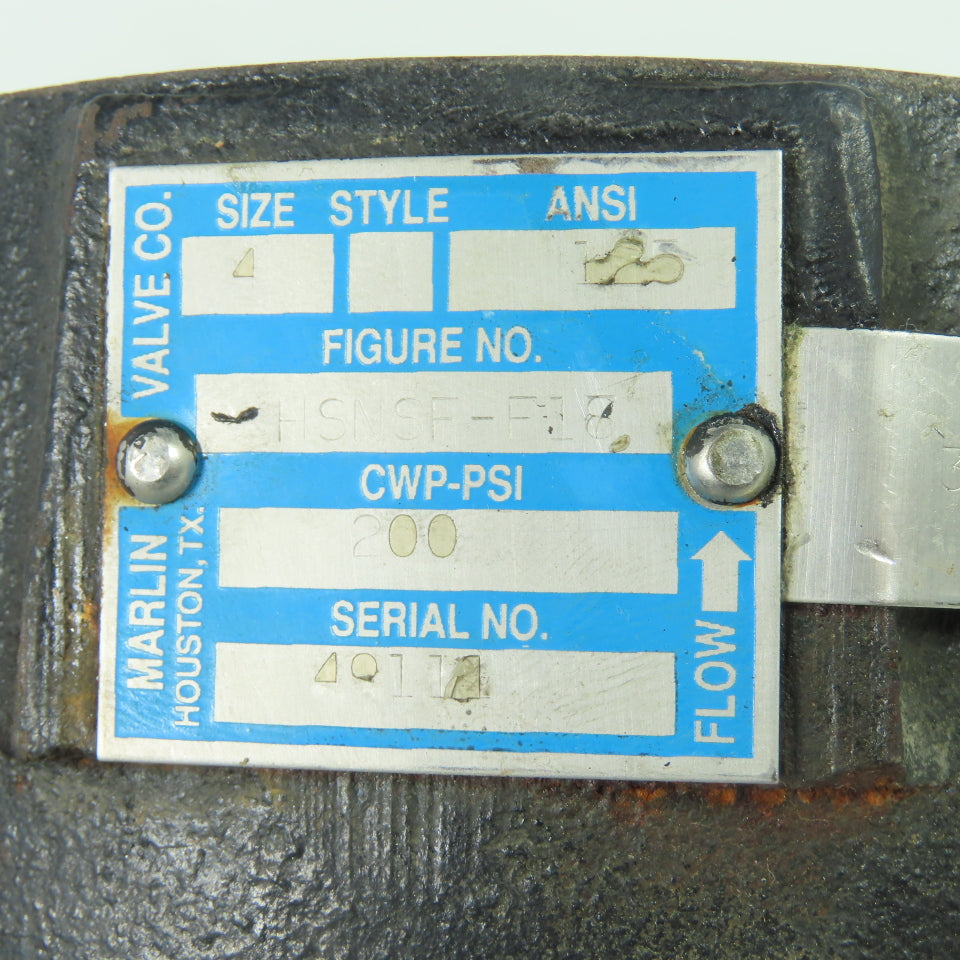 Marlin Valve HSNSF-F18 4" Wafer Check Valve 125ANSI 200CWP-PSI