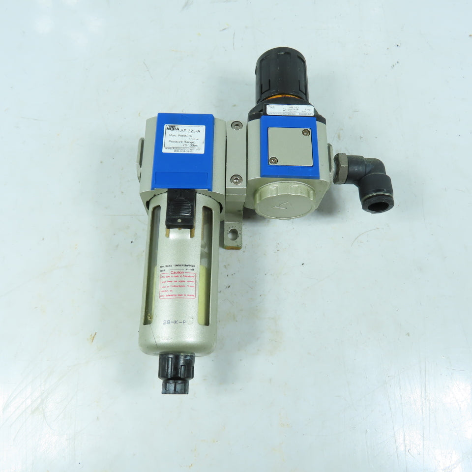 Nitra AR-322 AF-323-A Pneumatic Filter Regulator Combo 20-130 PSI Range