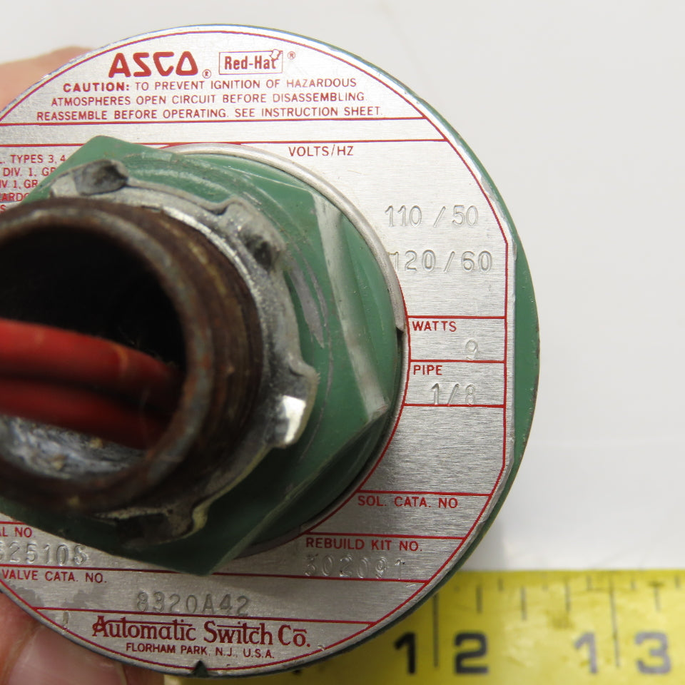 Asco 8320A42 1/8" NPT Solenoid Valve 110/120V 100PSI WOG