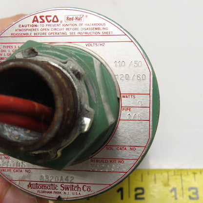 Asco 8320A42 1/8" NPT Solenoid Valve 110/120V 100PSI WOG