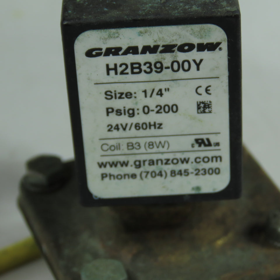 Granzow H2B39-00Y Solenoid Valve 1/4" NPT 24V 60Hz 0-200 PSI