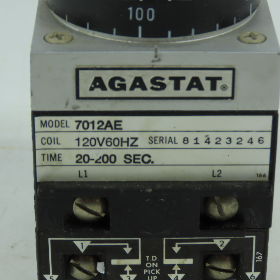 Agastat 7012AE Pneumatic Time Delay Relay 120V 20-200 Sec