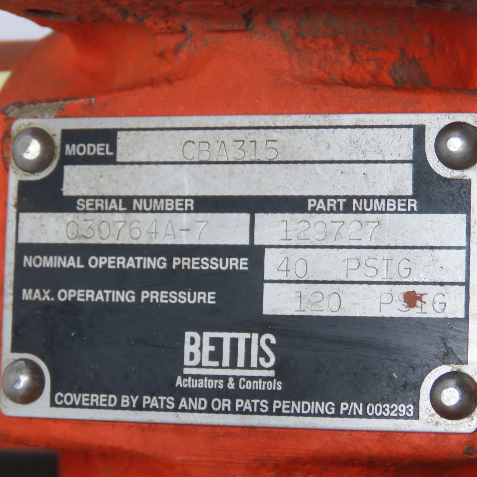 Bettis CBA315 5" Wafer Butterfly Valve W/ Solenoid Actuated Operator 120V Coil