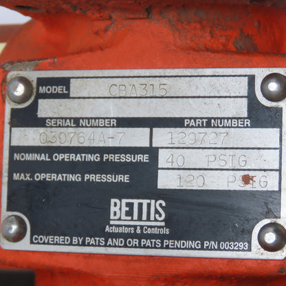 Bettis CBA315 5" Wafer Butterfly Valve W/ Solenoid Actuated Operator 120V Coil