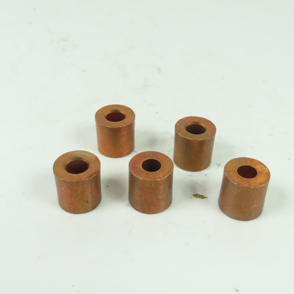 0.66" OD x 0.675" Tall Copper Spacer Tube 0.32-0.28" ID Tapered Bore Lot Of 5