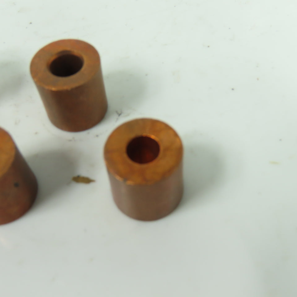 0.66" OD x 0.675" Tall Copper Spacer Tube 0.32-0.28" ID Tapered Bore Lot Of 5