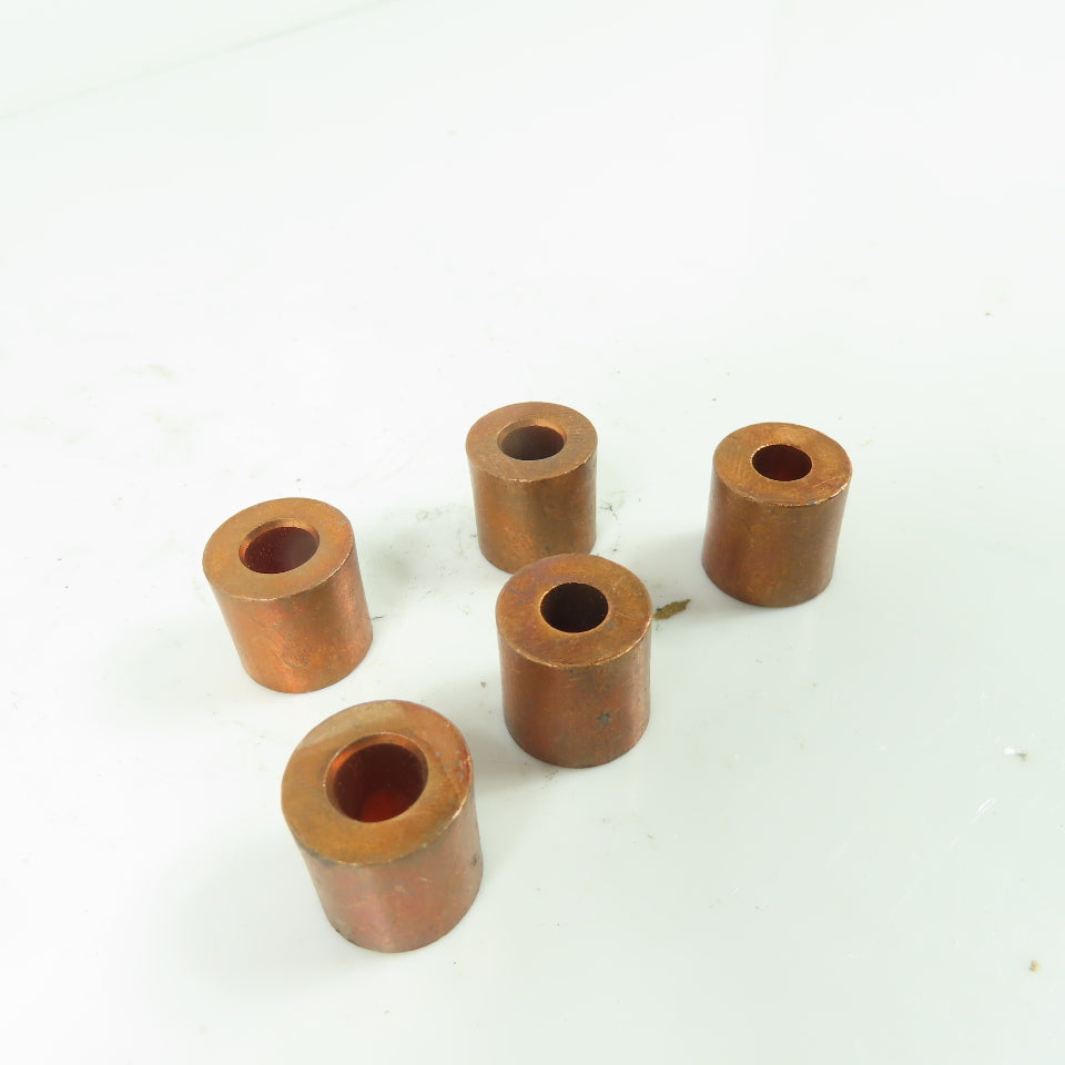 0.66" OD x 0.675" Tall Copper Spacer Tube 0.32-0.28" ID Tapered Bore Lot Of 5