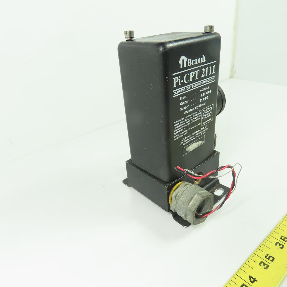 Brandt Pi-CPT 2111 Current To Pressure Transducer4-20mA 6-30PSI Out 35PSIG Supp.