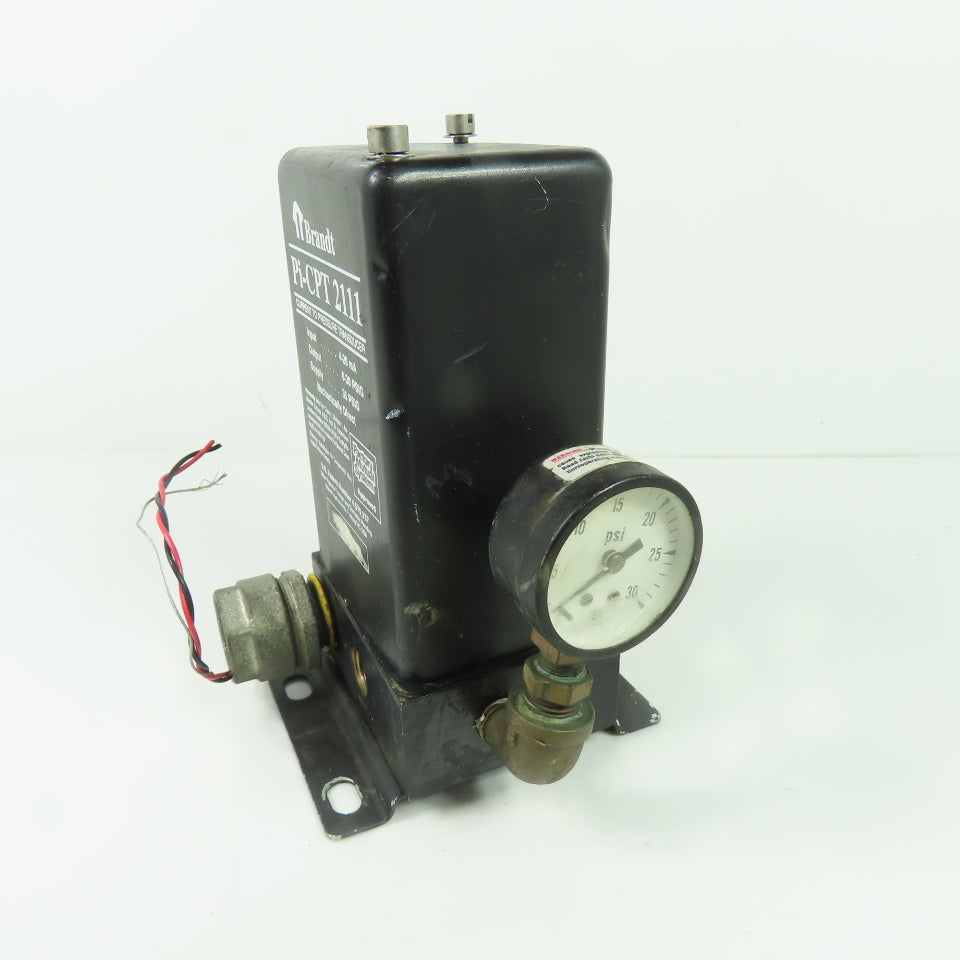 Brandt Pi-CPT 2111 Current To Pressure Transducer4-20mA 6-30PSI Out 35PSIG Supp.