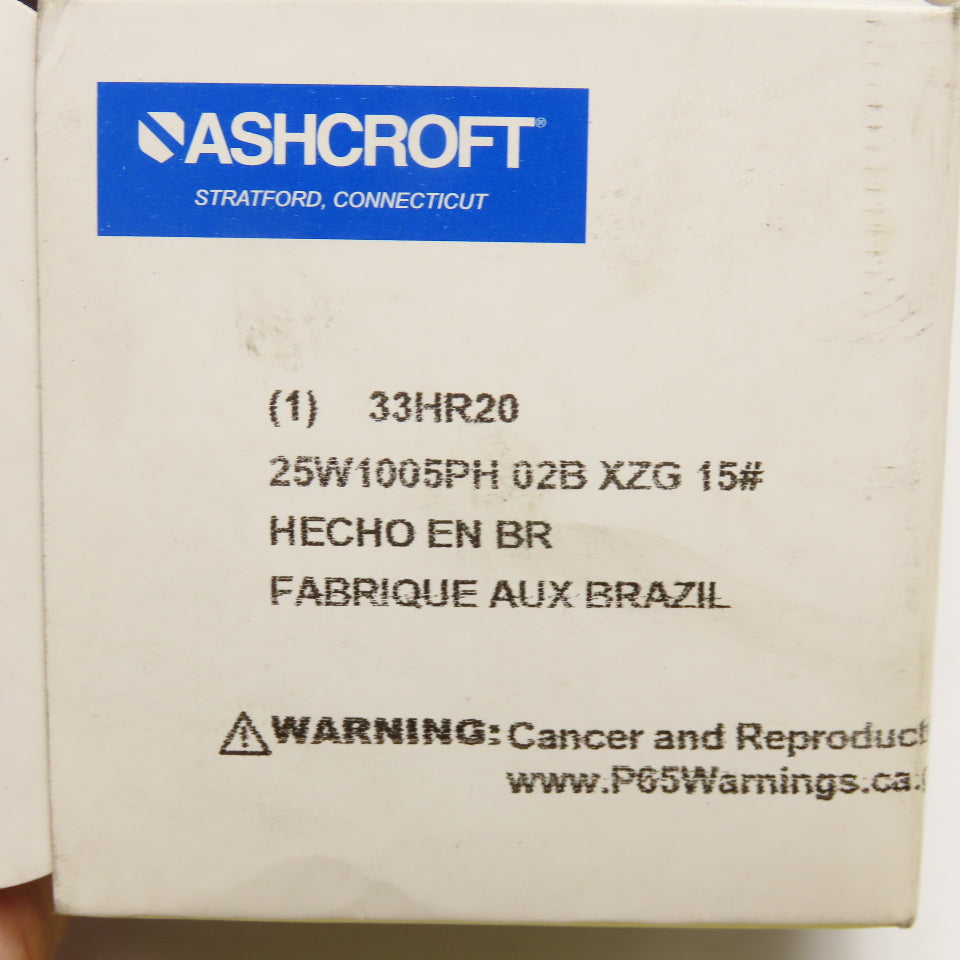 Ashcroft 33HR20 0-15PSI Back Ported Pressure Gauge 1/4" NPT