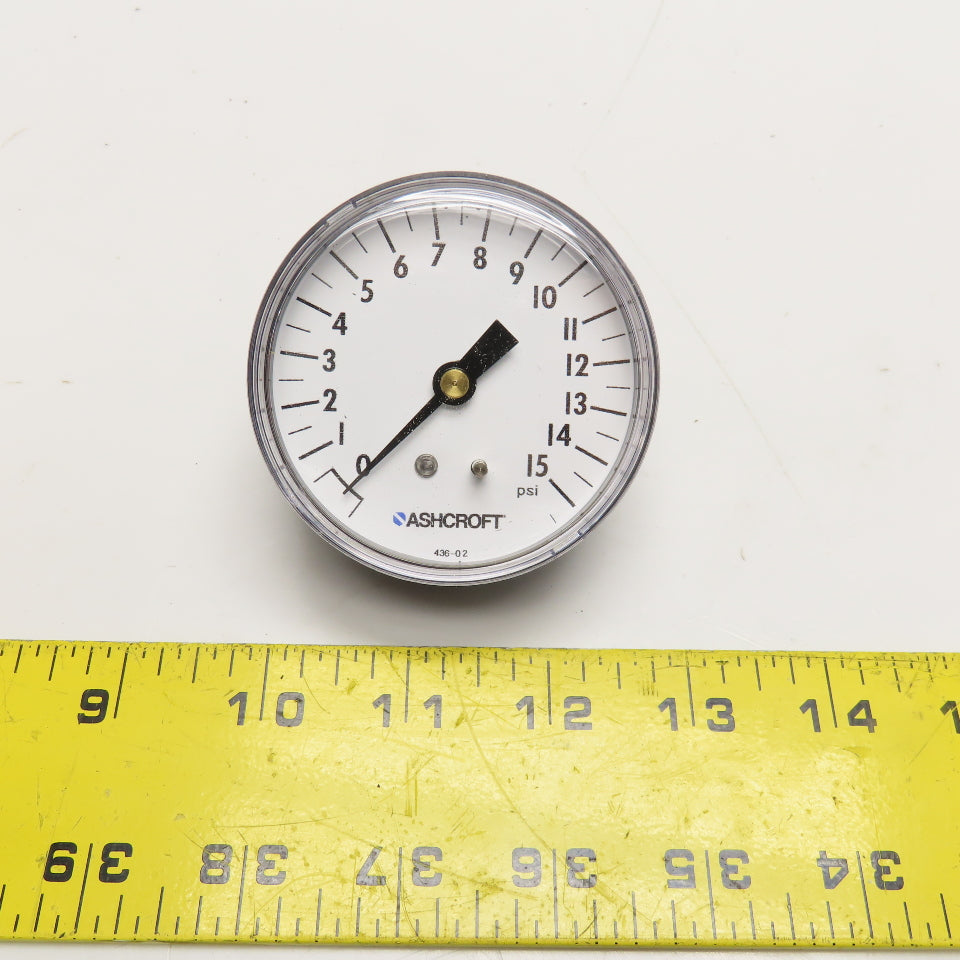 Ashcroft 33HR20 0-15PSI Back Ported Pressure Gauge 1/4" NPT