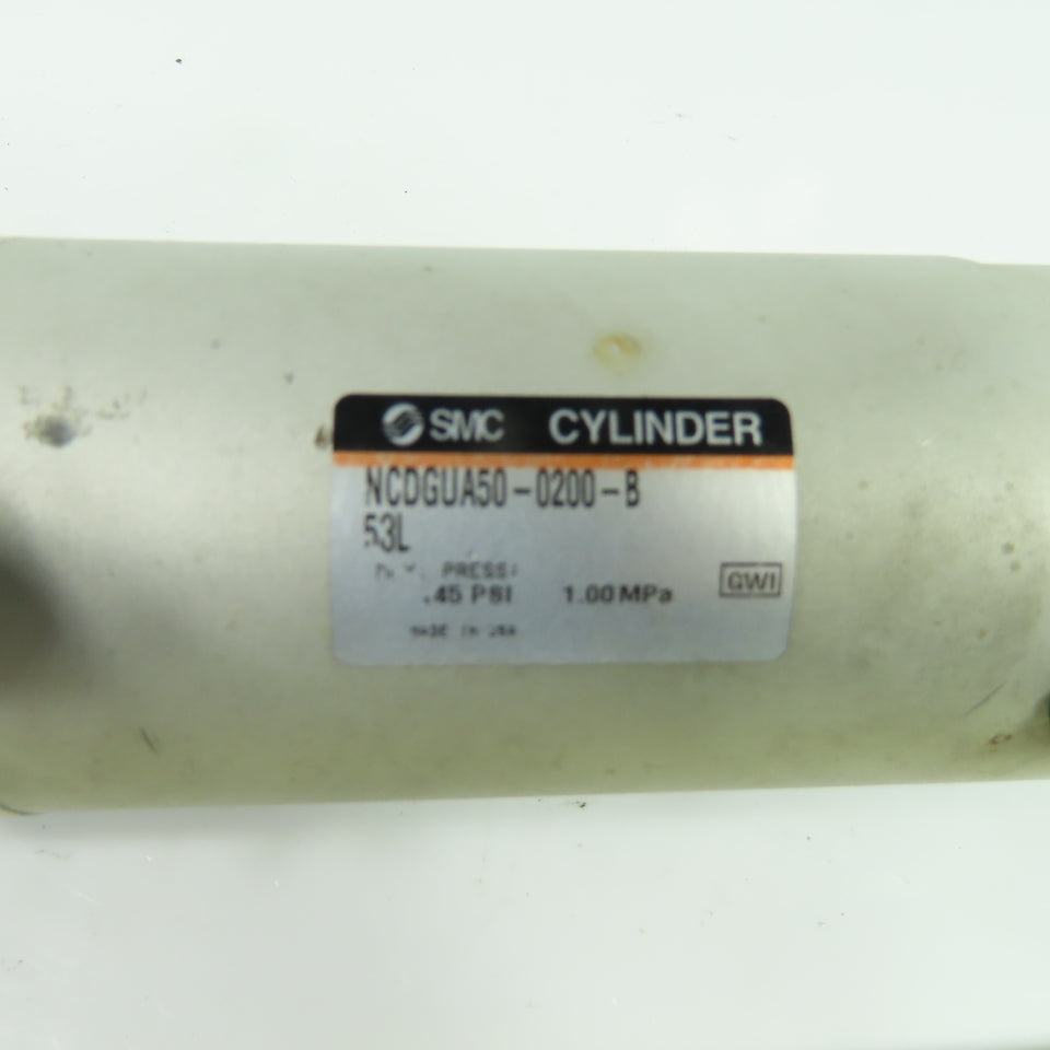 SMC NCDGUA50-0200-B Double Act Pneumatic Cylinder 50mm Bore 200mm Stroke 145PSI