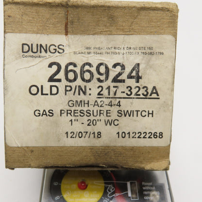 Dungs 266924 GMH-A2-4-4 Gas Pressure Switch 1"-20" WC