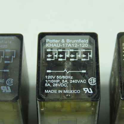 Potter & Brumfield KHAU-17A12-120 120VAC 4PDT General Purpose Relays 5A Lot/9