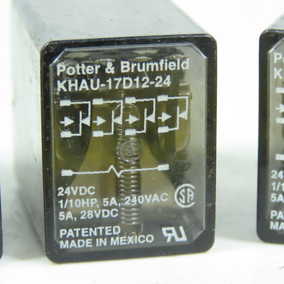 Potter & Brumfield KHAU-17D12-24 General Purpose Relays 24VDC 5A Lot of 4