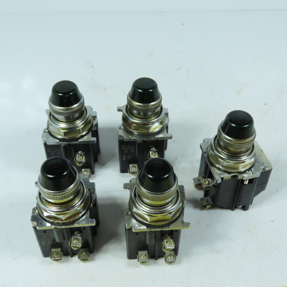 Cutler-Hammer 10250T Illuminated Push Buttons Green 120V Lot of 5