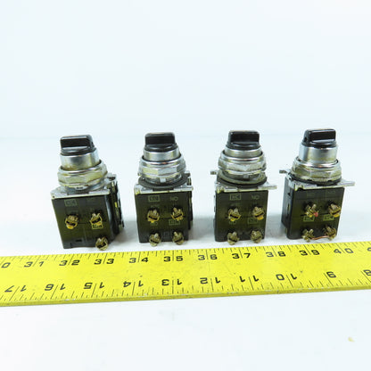 Cutler-Hammer 10250T 3-Position Selector Switches Heavy Duty Black Knob Lot of 4