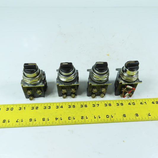 Cutler-Hammer 10250T 3-Position Selector Switches Heavy Duty Black Knob Lot of 4