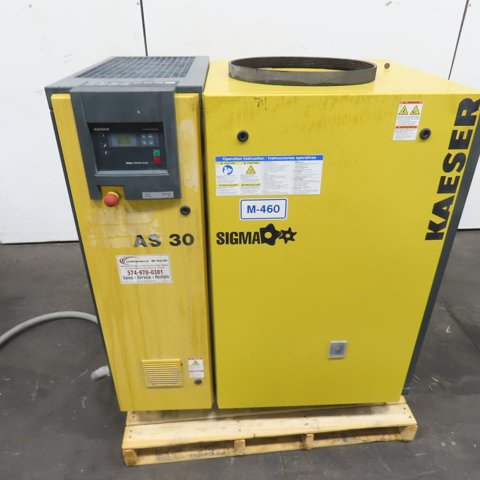 Kaeser AS-30 Sigma 30HP Rotary Screw Air Compressor 124CFM 3Ph 230/460V 125PSI