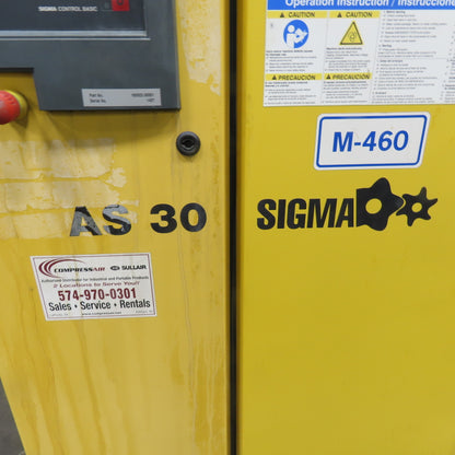 Kaeser AS-30 Sigma 30HP Rotary Screw Air Compressor 124CFM 3Ph 230/460V 125PSI