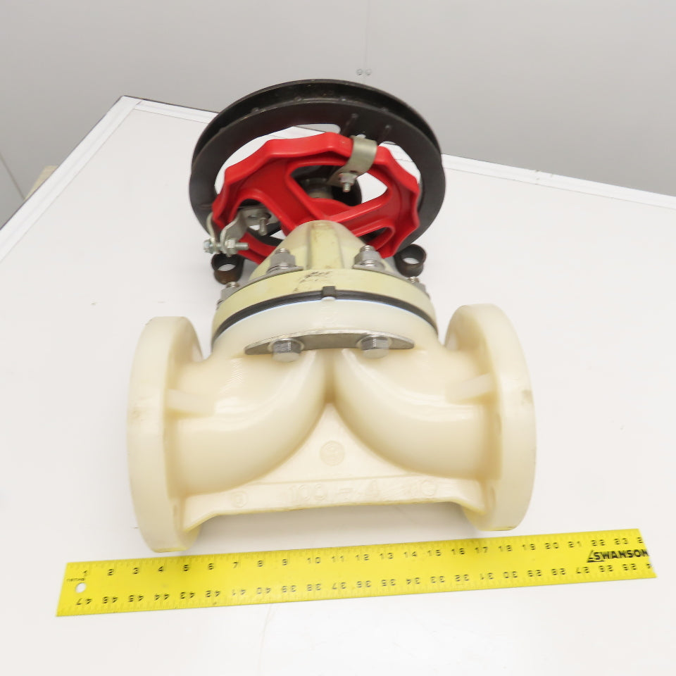 Asahi 4" PVDF/PTFE Diaphragm Valve Manual Chain Wheel Actuated CL100