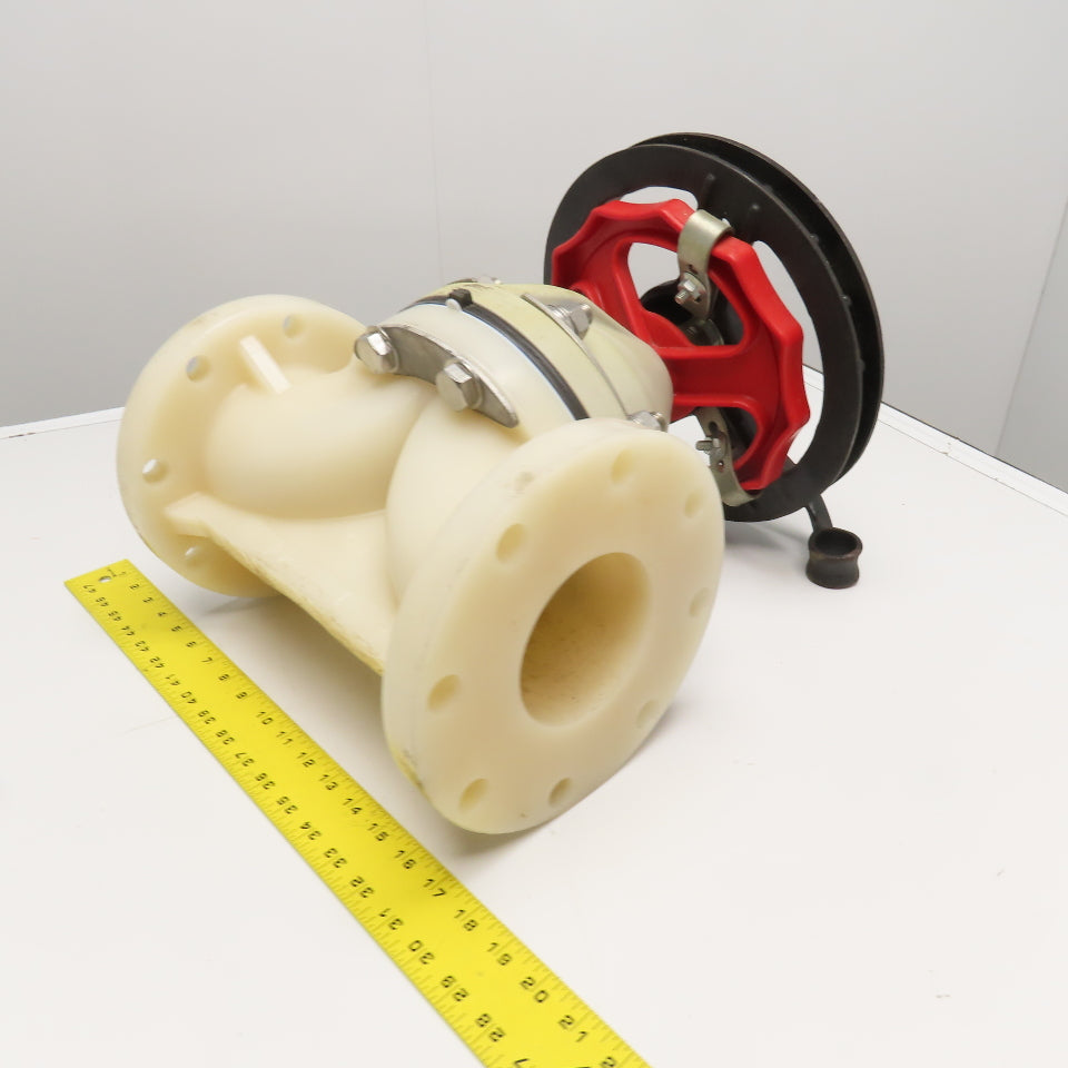 Asahi 4" PVDF/PTFE Diaphragm Valve Manual Chain Wheel Actuated CL100