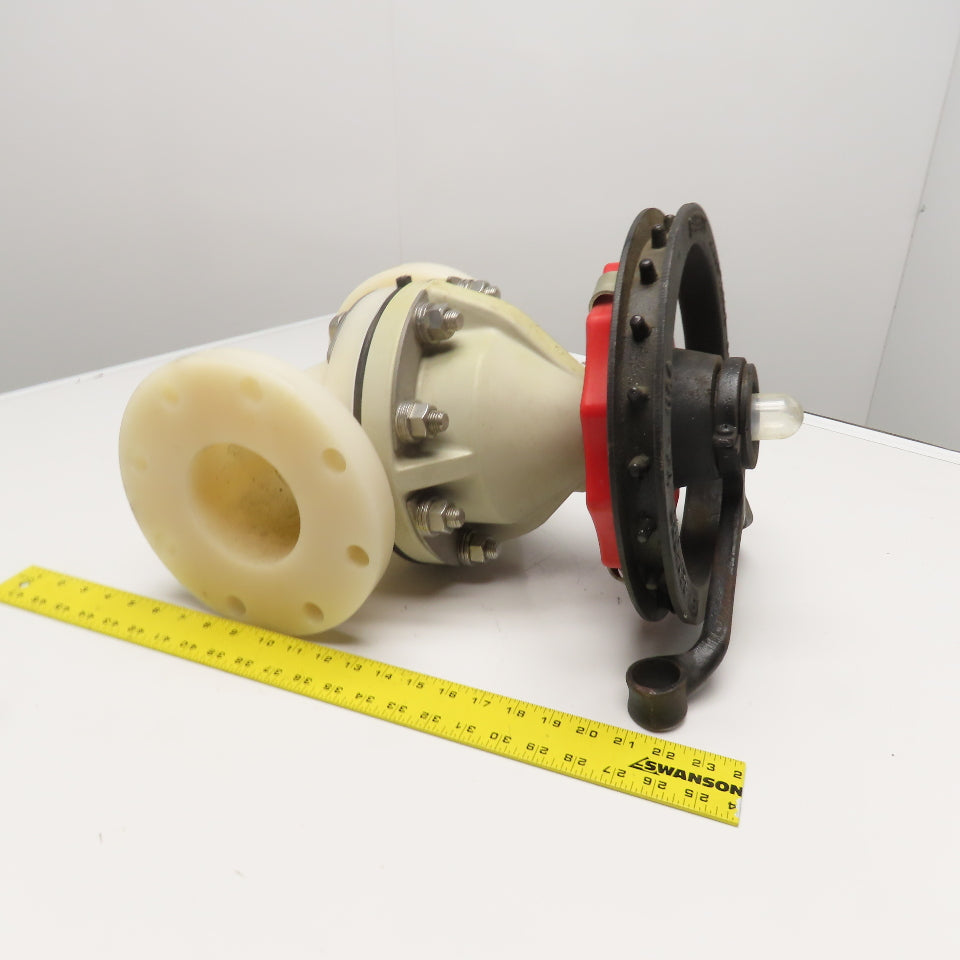 Asahi 4" PVDF/PTFE Diaphragm Valve Manual Chain Wheel Actuated CL100