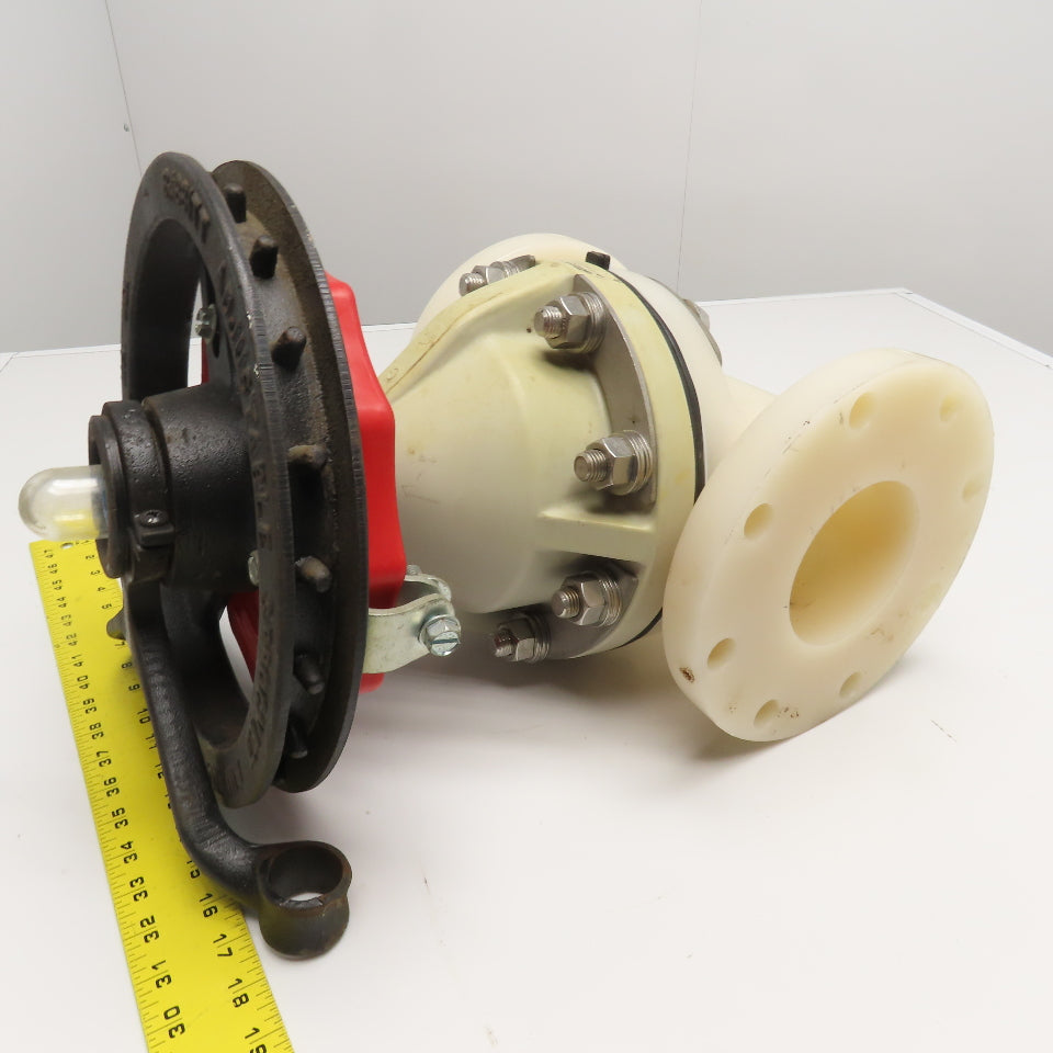Asahi 4" PVDF/PTFE Diaphragm Valve Manual Chain Wheel Actuated CL100