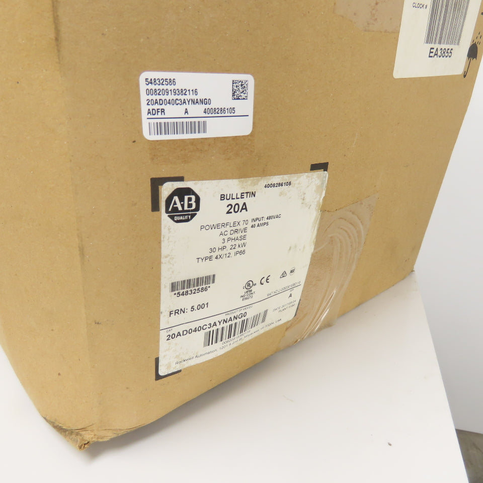 Allen Bradley 20AD040C3AYNANG0 Ser A PowerFlex 70 30HP AC Drive 3Ph 480V