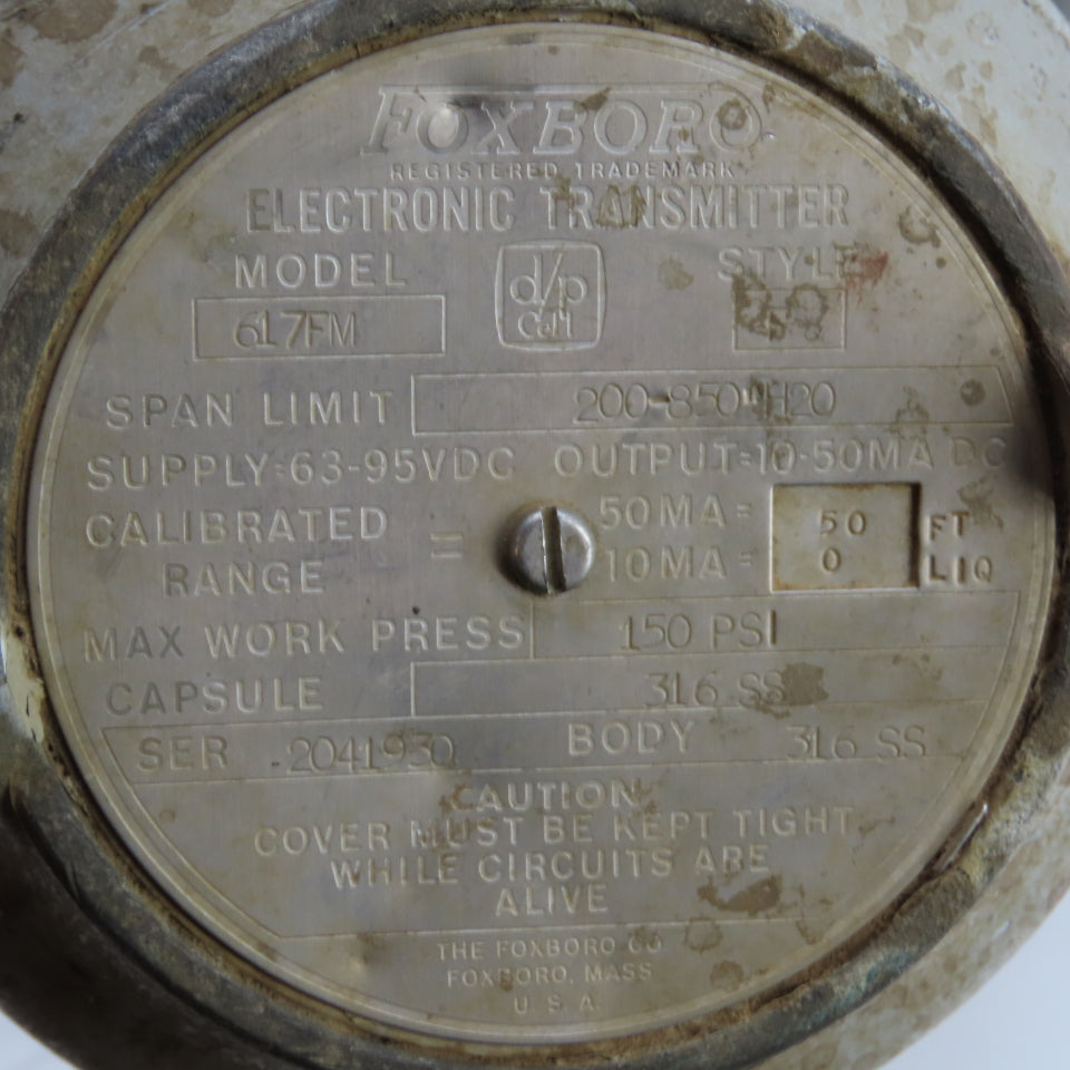 Foxboro 617FM d/p Cell Electronic Level Transmitter 150PSI 316SS Flanged