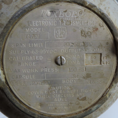 Foxboro 617FM d/p Cell Electronic Level Transmitter 150PSI 316SS Flanged