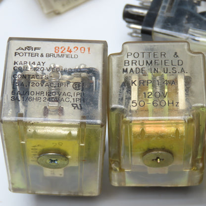 Potter & Brumfield Misc. Lot Plug In Relay 110V 120V 24V 50/60Hz Lot Of 16