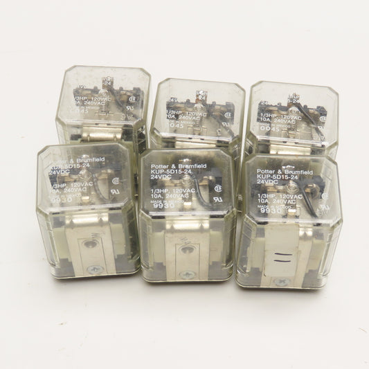 Potter & Brumfield KUP-5D15-24 24VDC Plug On Relay Lot Of 6