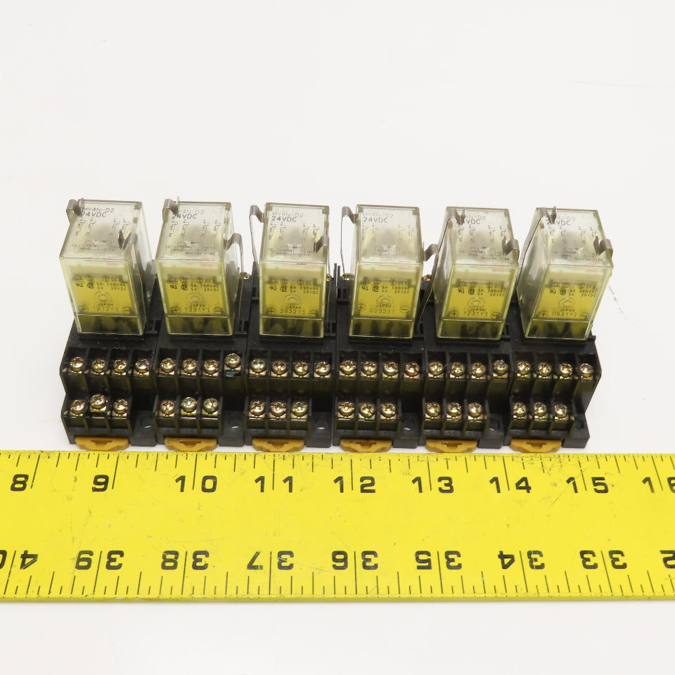Omron MY4N-D2 24VDC Plug On Relay W/ Socket Base Lot Of 6