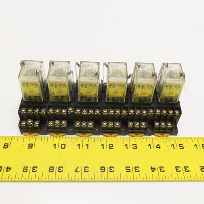 Omron MY4N-D2 24VDC Plug On Relay W/ Socket Base Lot Of 6
