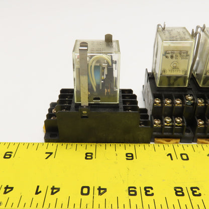 Omron MY4N-D2 24VDC Plug On Relay W/ Socket Base Lot Of 6