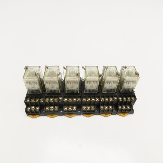 Omron MY4N-D2 24VDC Plug On Relay W/ Socket Base Lot Of 6