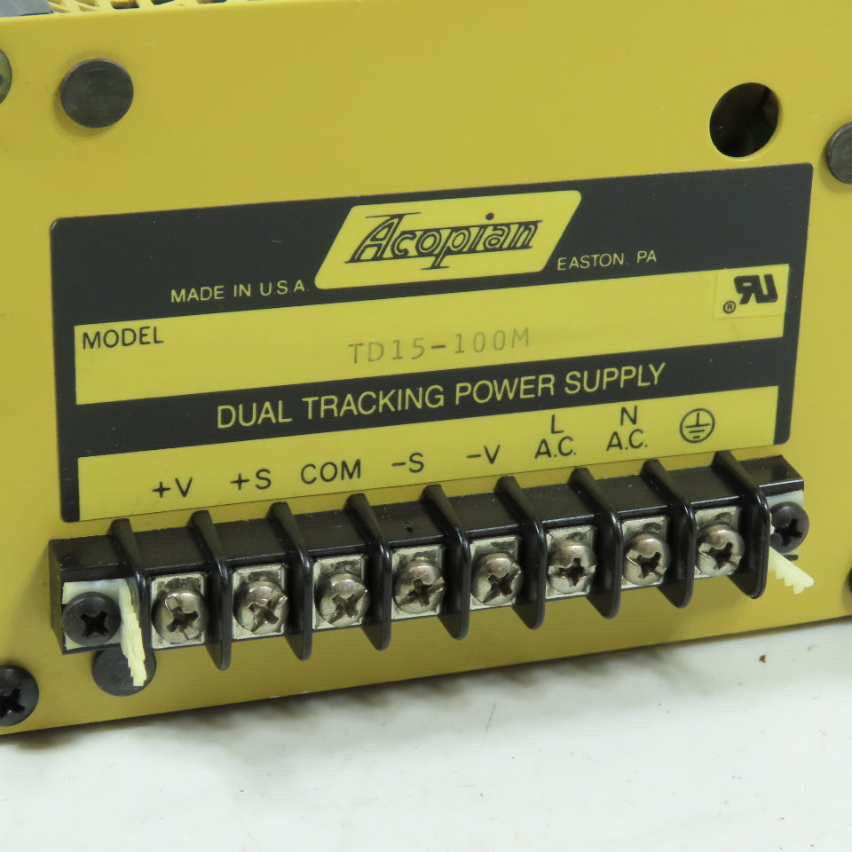 Acopian TD15-100M Dual Tracking Power Supply 15V 1A