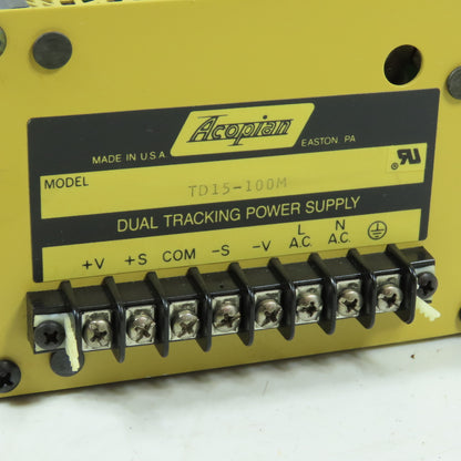 Acopian TD15-100M Dual Tracking Power Supply 15V 1A