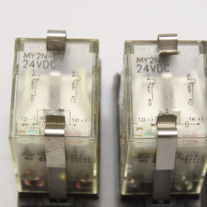 Omron MY2N 24VDC General Purpose Plug In Relay W/ Socket Base Lot Of 5