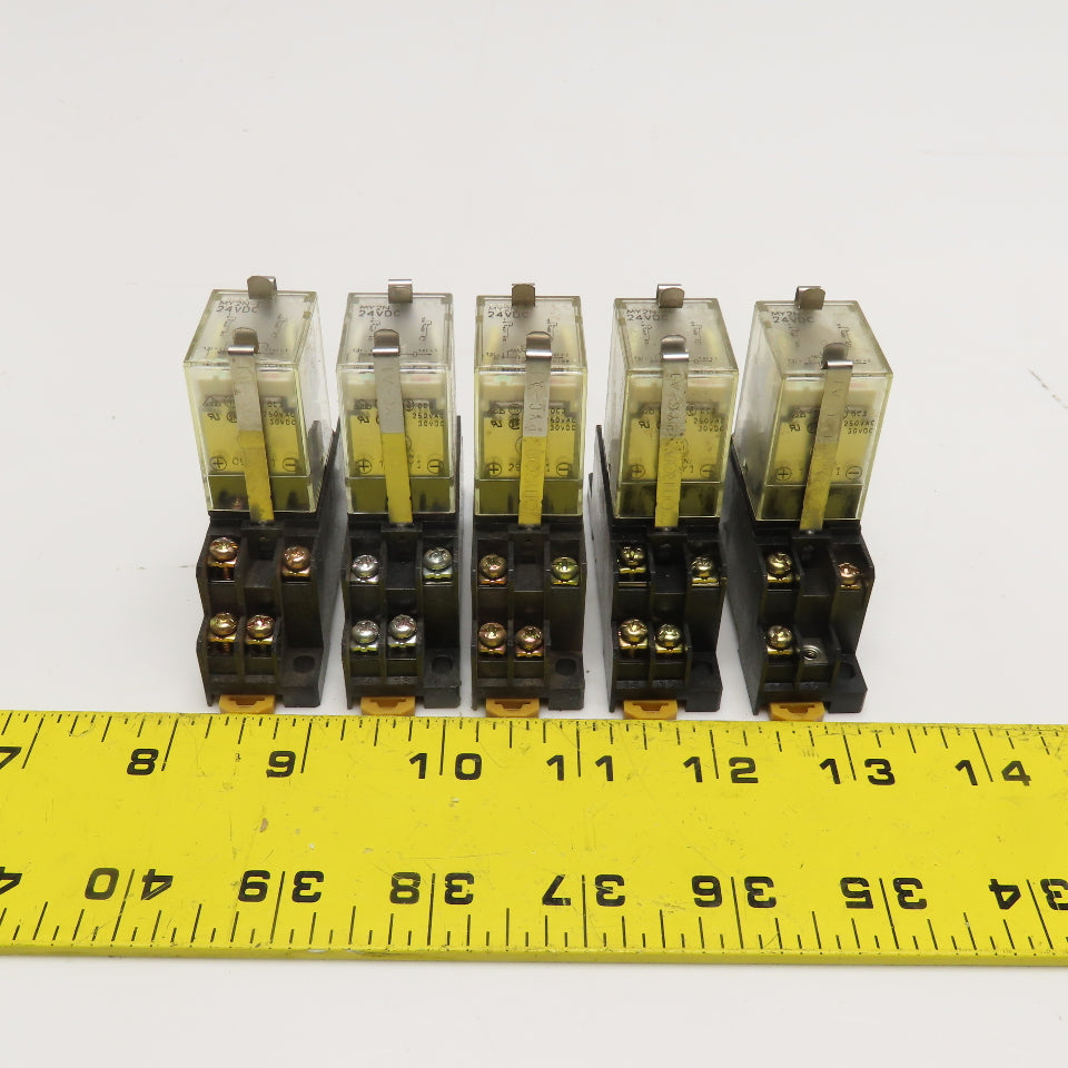 Omron MY2N 24VDC General Purpose Plug In Relay W/ Socket Base Lot Of 5