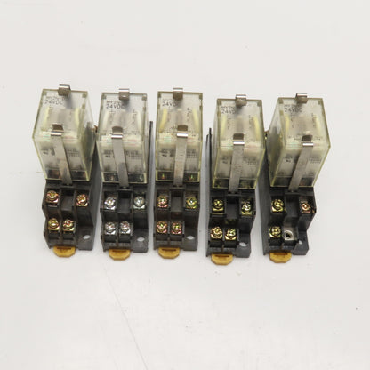 Omron MY2N 24VDC General Purpose Plug In Relay W/ Socket Base Lot Of 5