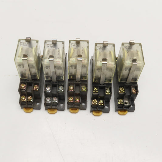 Omron MY2N 24VDC General Purpose Plug In Relay W/ Socket Base Lot Of 5