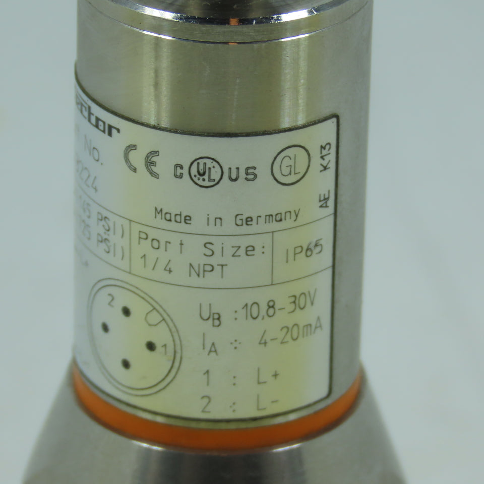 ifm efector PA3224 Pressure Sensor 0-10 bar 145 PSI 4-20mA 1/4 NPT